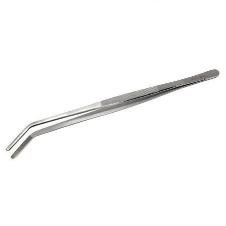 A2Z SCILAB Utility Tweezers Angled Serrated Jaws 12L, Stainless Steel A2Z-ZR979